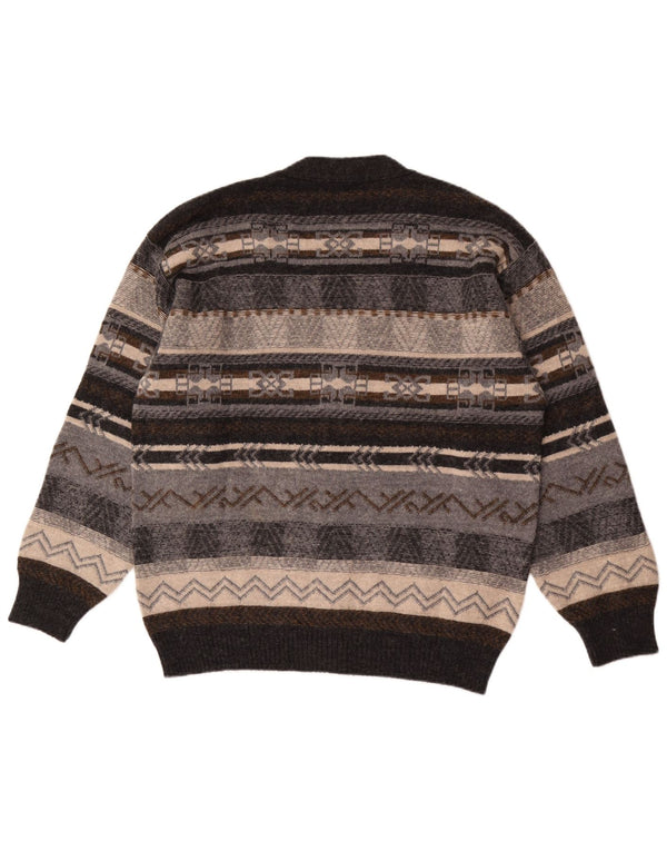 Gioferrari Mens Cardigan Sweater IT 54 XL Grey Geometric Wool