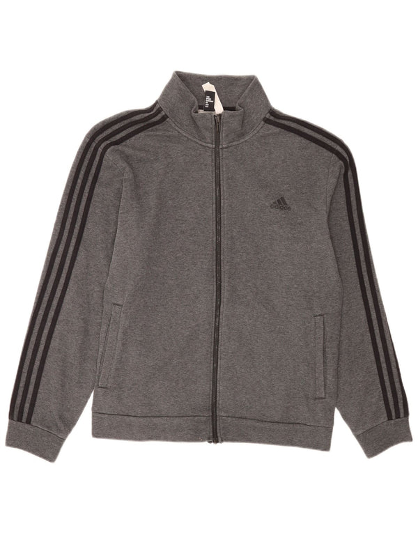 Adidas Mens Tracksuit Top Jacket UK 44/46 Large Grey Flecked Cotton
