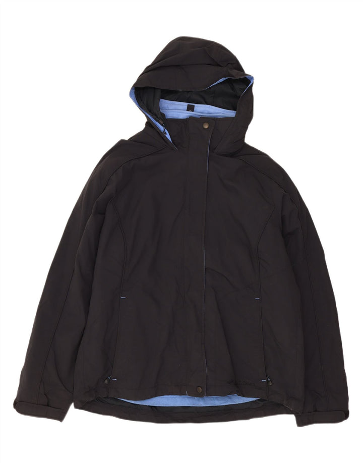 L.L.Bean Dame Hætte Oversized Windbreaker Jacket UK 14 Medium Sort