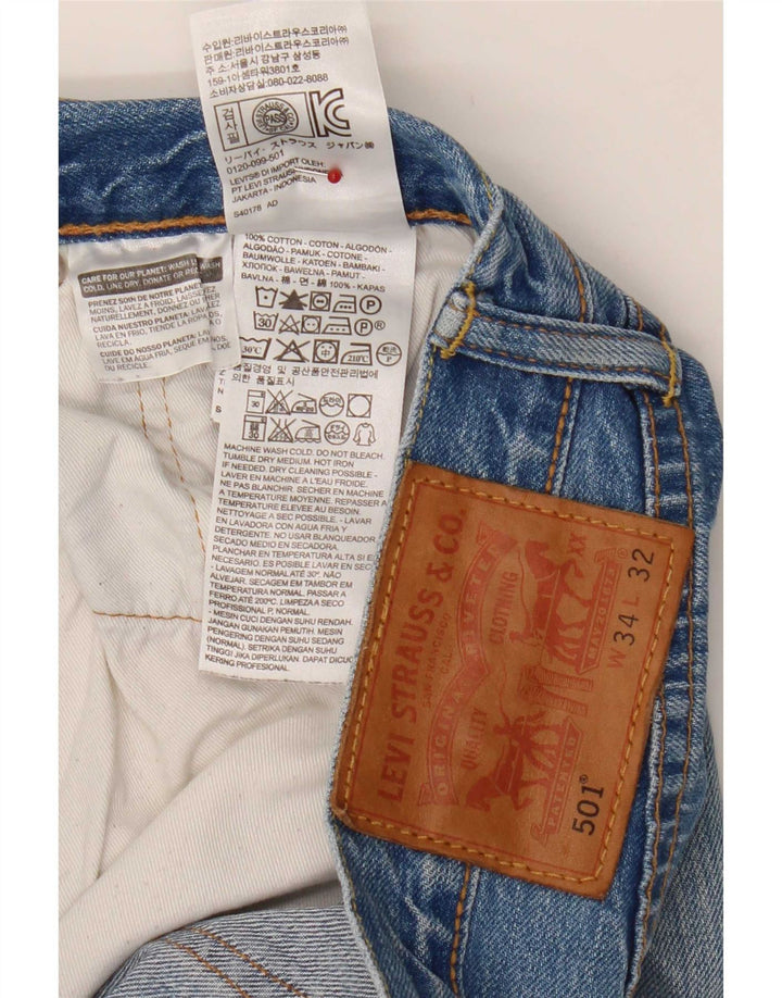 Levi's Herre 501 lige jeans W34 L32 blå bomuld