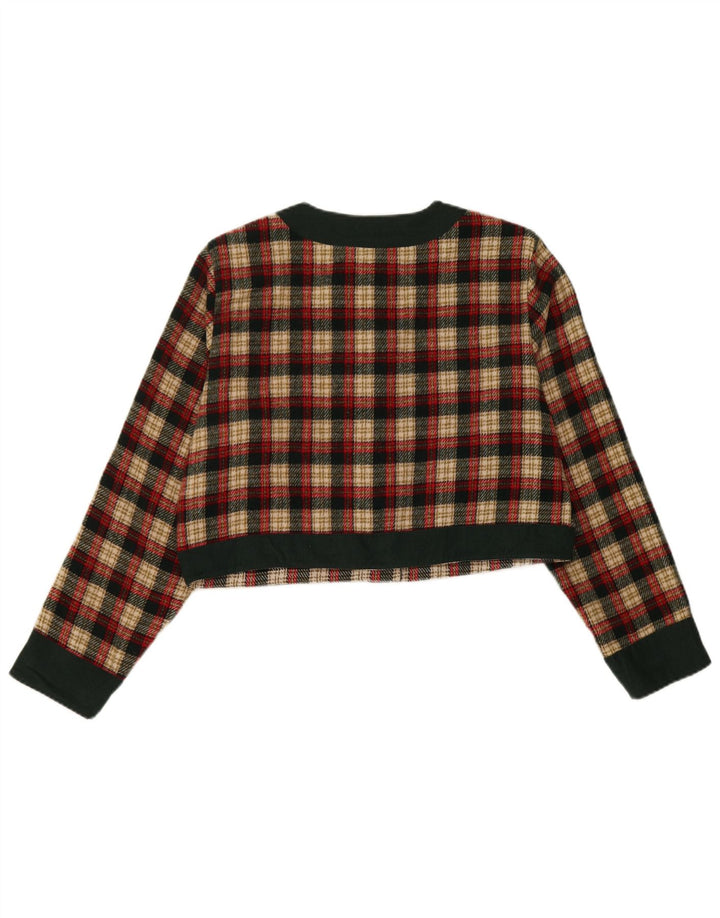 Enara Camice Dame 5 Buttons Crop Blazer Jacket UK 14 Medium Red Check