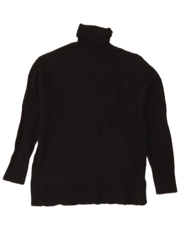 Massimo Dutti Dame Rullehals Sweater UK 14 Medium Sort Uld