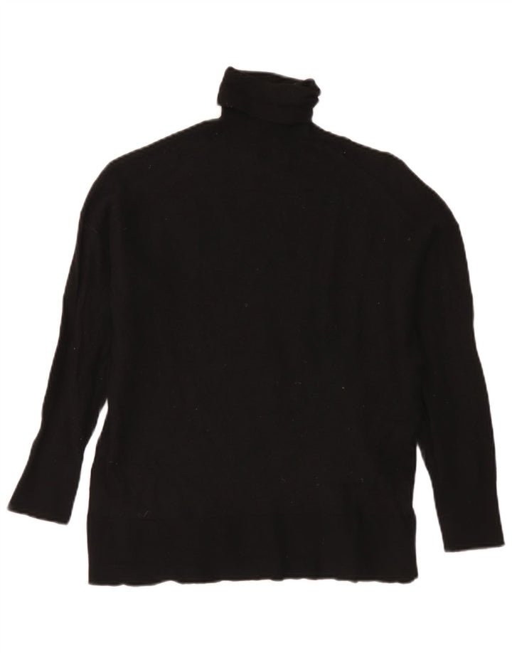 Massimo Dutti Dame Rullehals Sweater UK 14 Medium Sort Uld