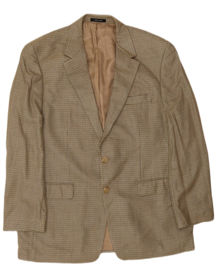 Ralph Lauren Herre 2-knaps blazerjakke UK 42 Stor Beige Houndstooth Silke