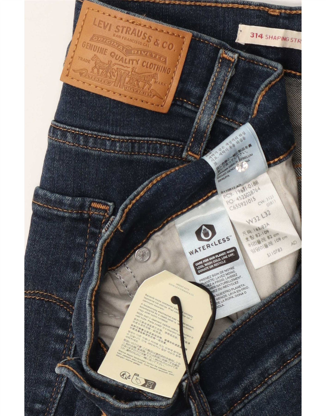 Levi's Dame 314 Shaping Straight Jeans W32 L32 Marineblå Bomuld