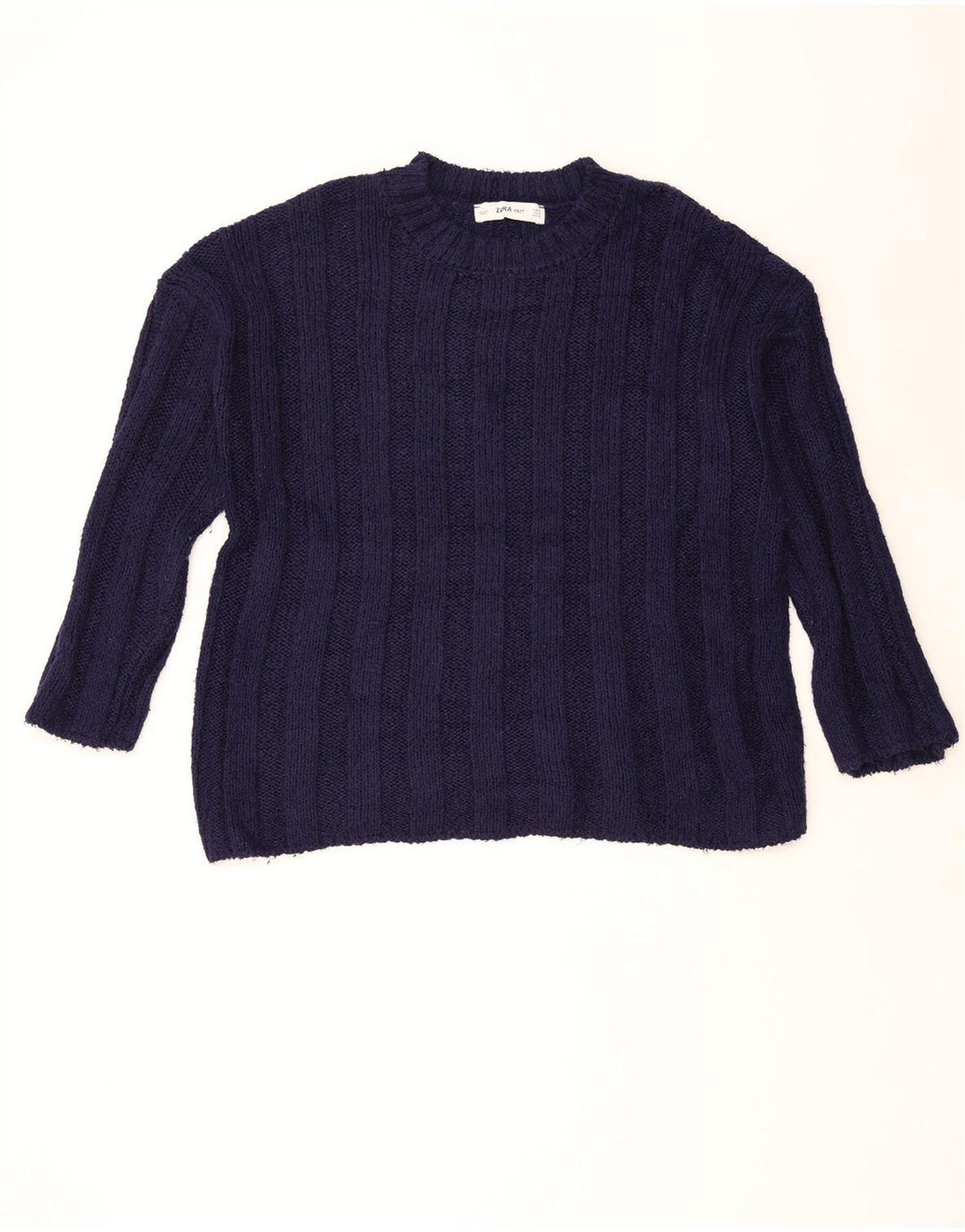 ZARA Womens Oversized Crew Neck Jumper Sweater UK 14 Medium Navy Blue