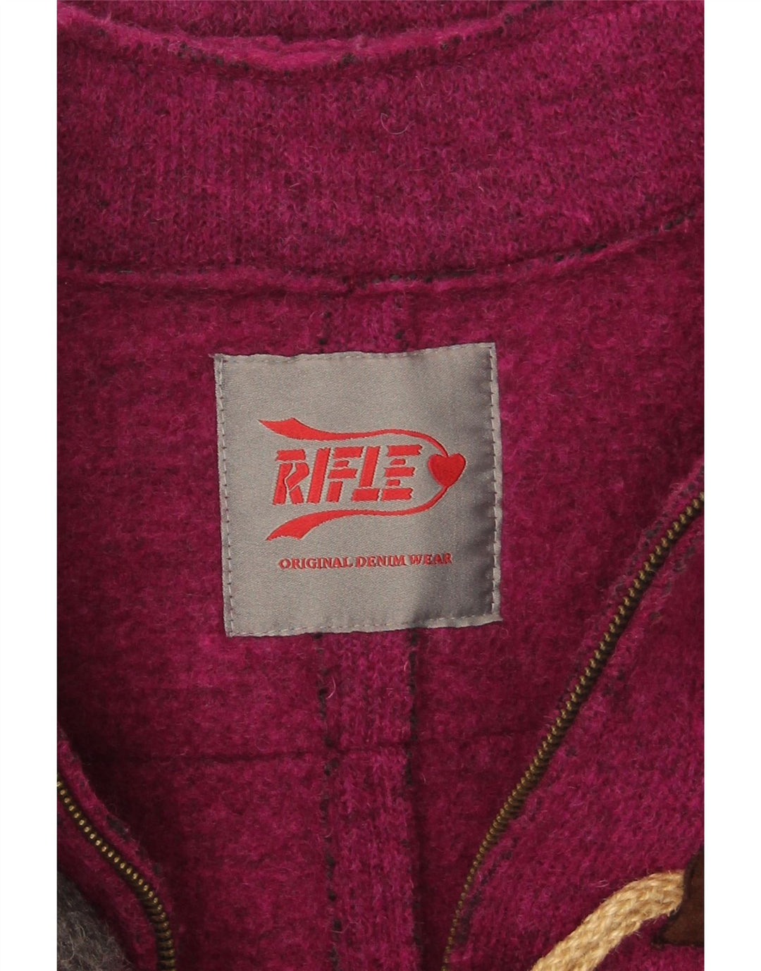 RIFLE Womens Hooded Knit Duffle Coat UK 14 Medium Burgundy Wool Vintage Rifle and Second-Hand Rifle from Messina Hembry 