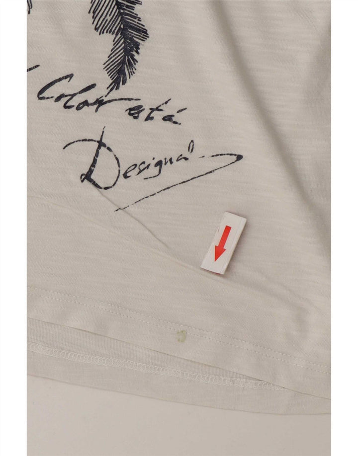 Desigual Dame Grafisk T-Shirt Top UK 16 Large White