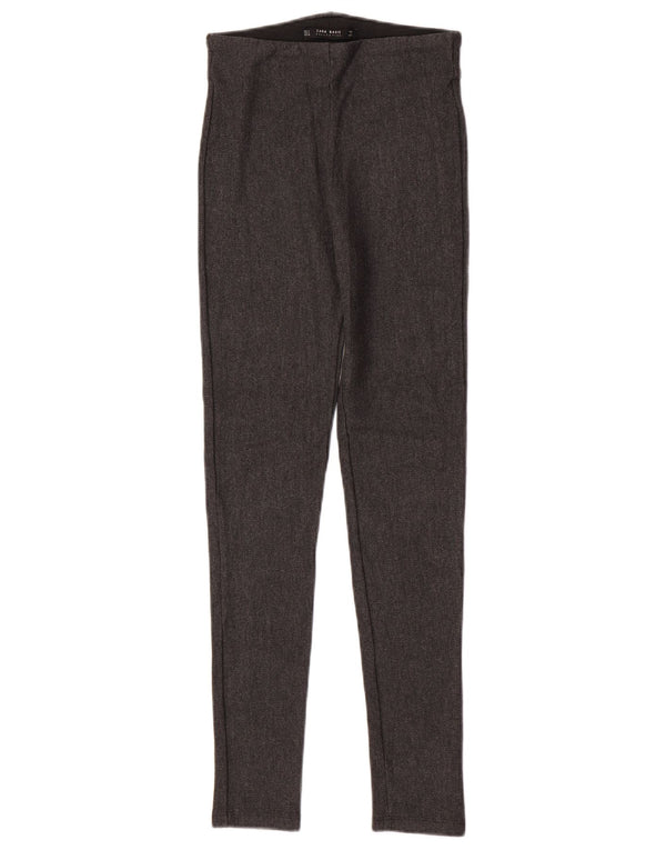 Zara Womens Leggings UK 8 Small Grey Herringbone Viscose