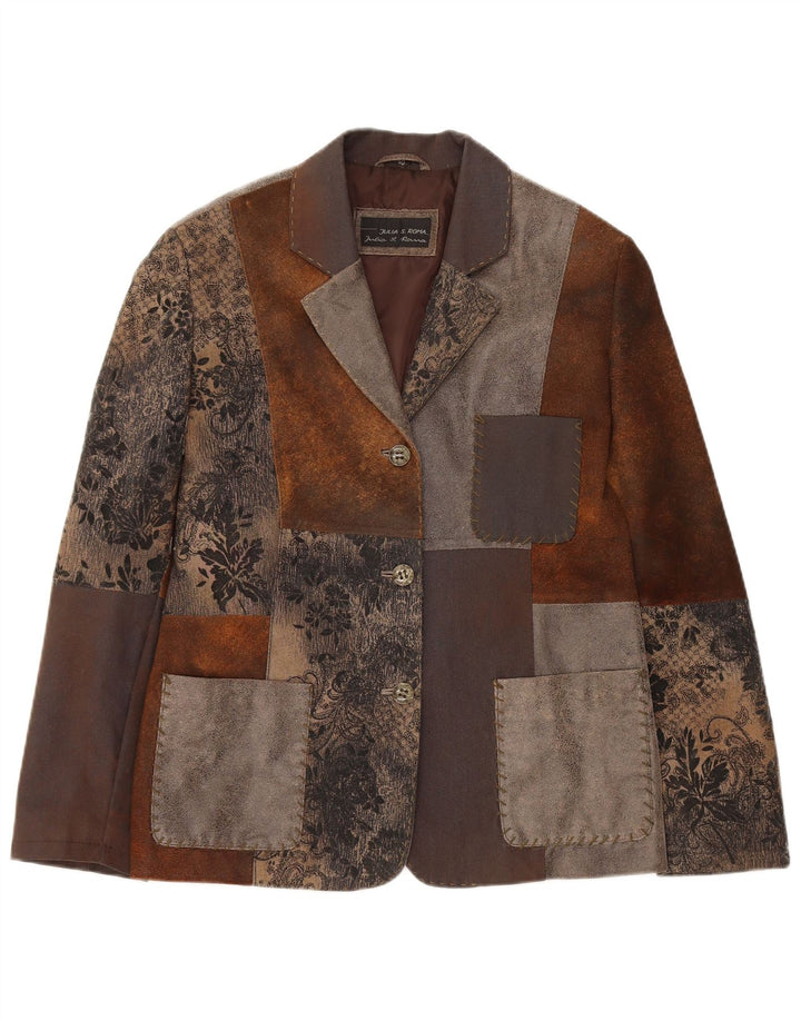 Julia S. Roma Dame 3-knaps blazerjakke EU 40 Medium Brown Patchwork