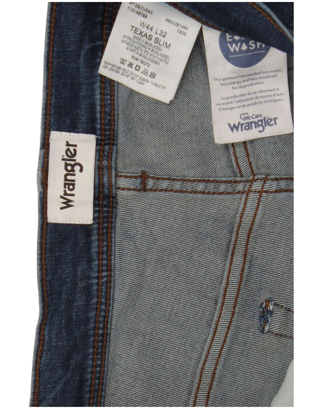 Wrangler Herre Texas Slim Jeans W44 L32 Blå Bomuld