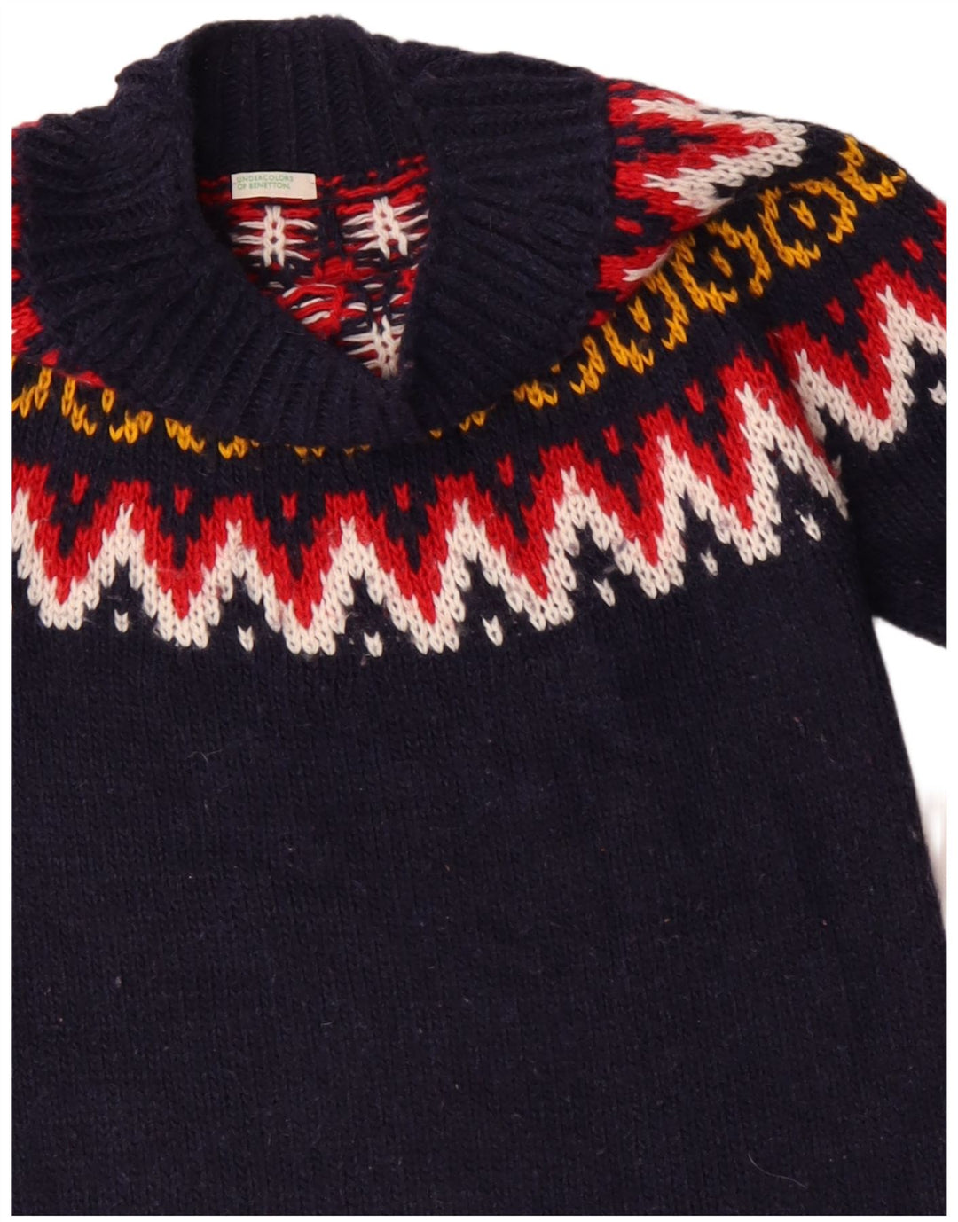 Benetton Dame Boat Neck Jumper Sweater UK 10 Small Navy Blue Acryl