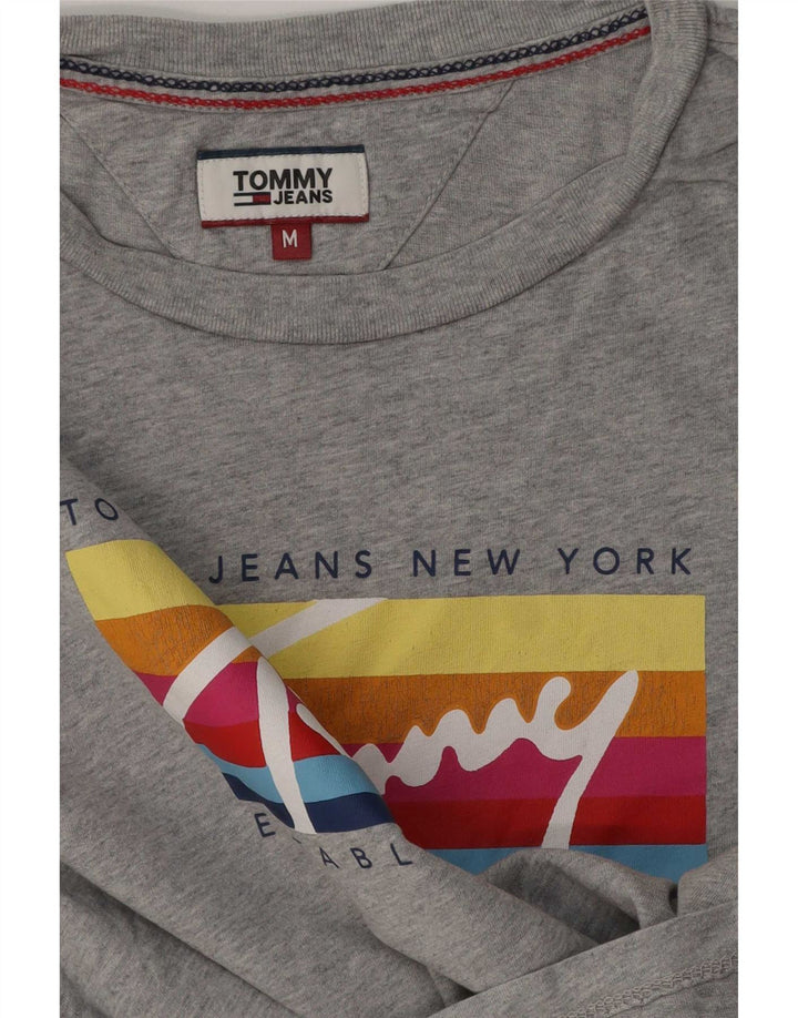 Tommy Hilfiger Dame Grafisk T-Shirt Top UK 14 Medium Grå