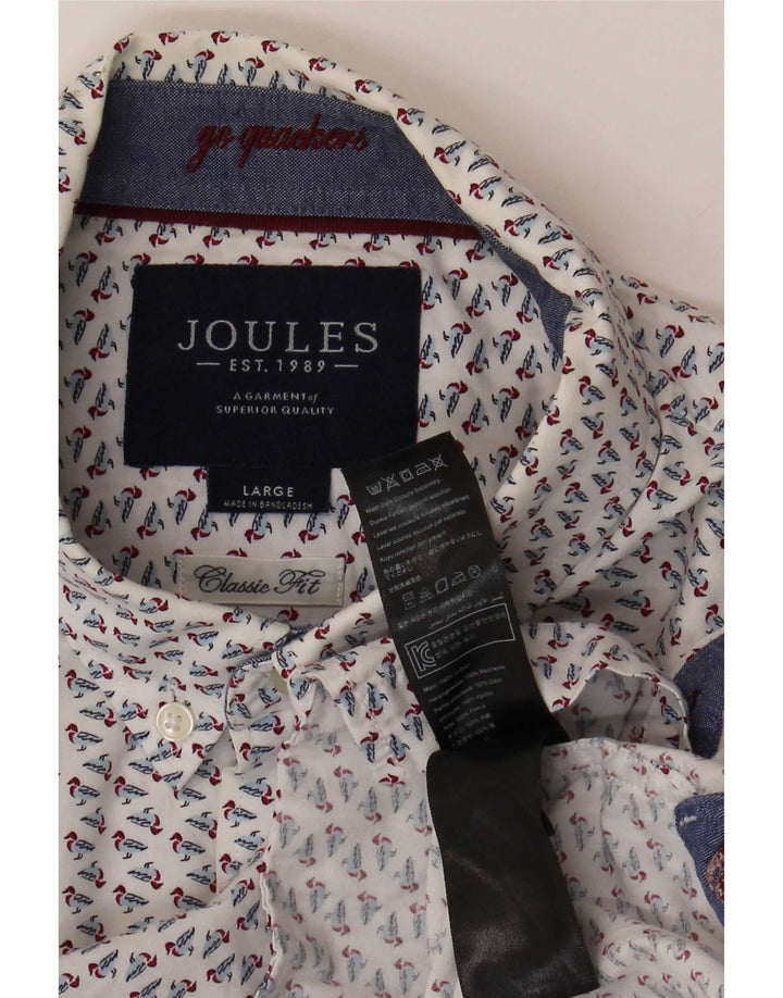 Joules herre abstrakt mønster klassisk pasform skjorte stor hvid bomuld