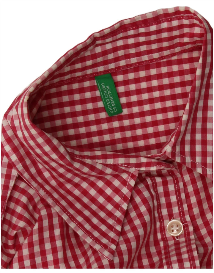 Benetton Dameskjorte UK 12 Medium Rød Gingham
