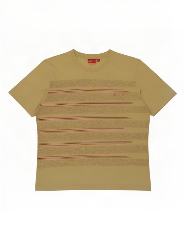 Puma Herre T-Shirt Top XL Grøn Stribet Bomuld