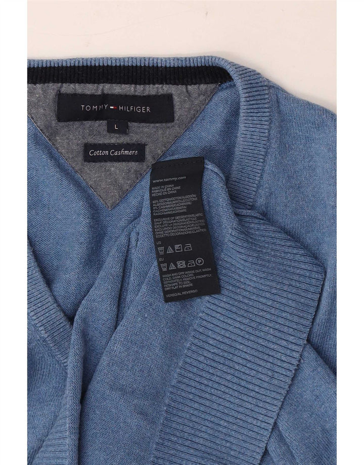 Tommy Hilfiger Herre V-hals sweater Stor Blå Bomuld