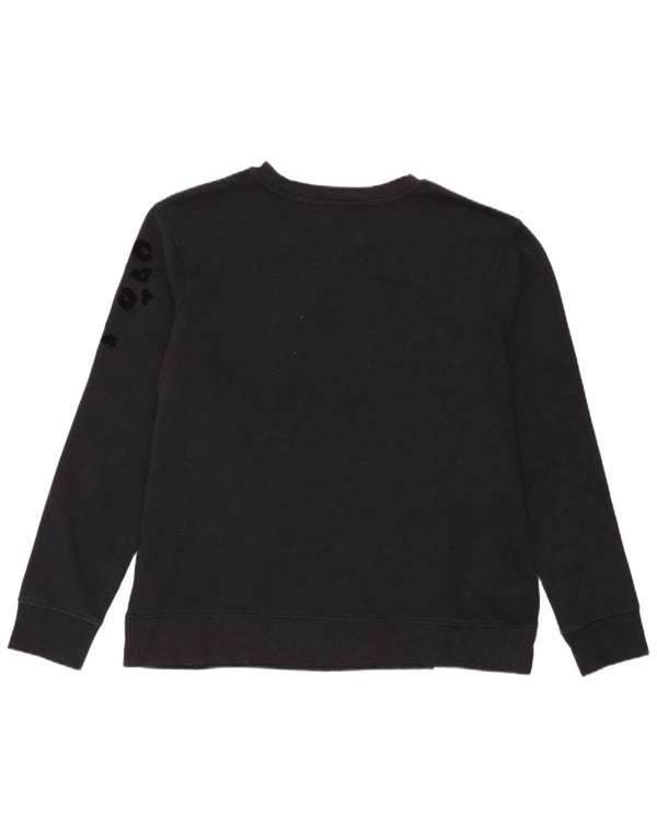 Marks & Spencer Dame Sweatshirt Jumper UK 14 Medium Black Animal Print