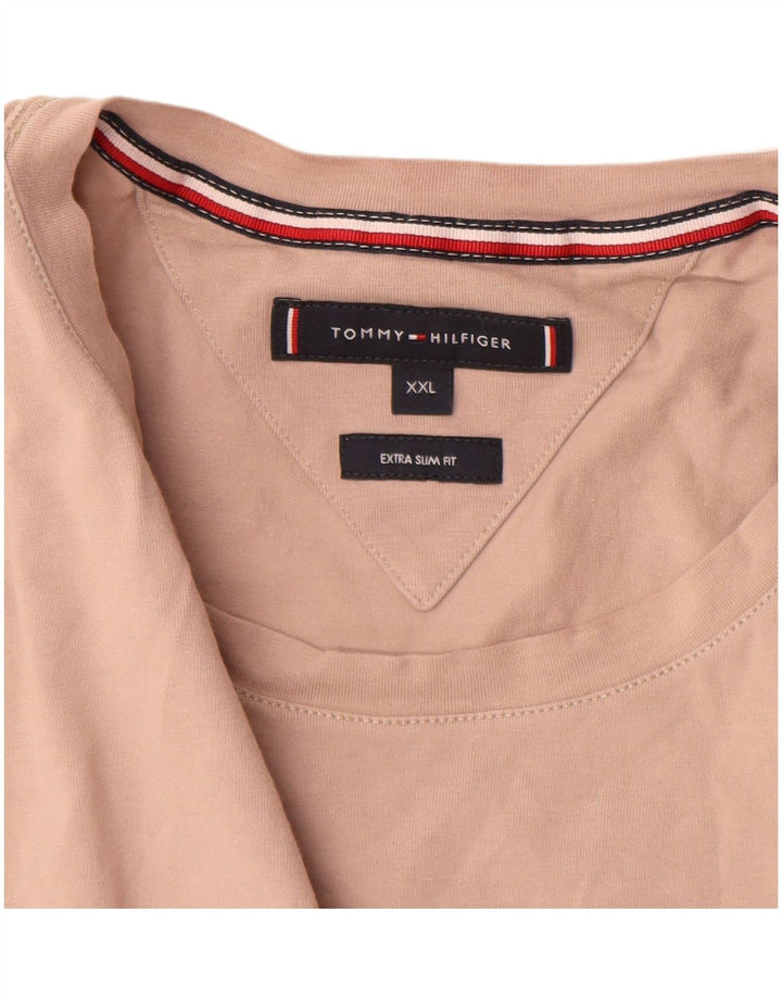 TOMMY HILFIGER Herre Extra Slim T-Shirt Top 2XL Beige Bomuld