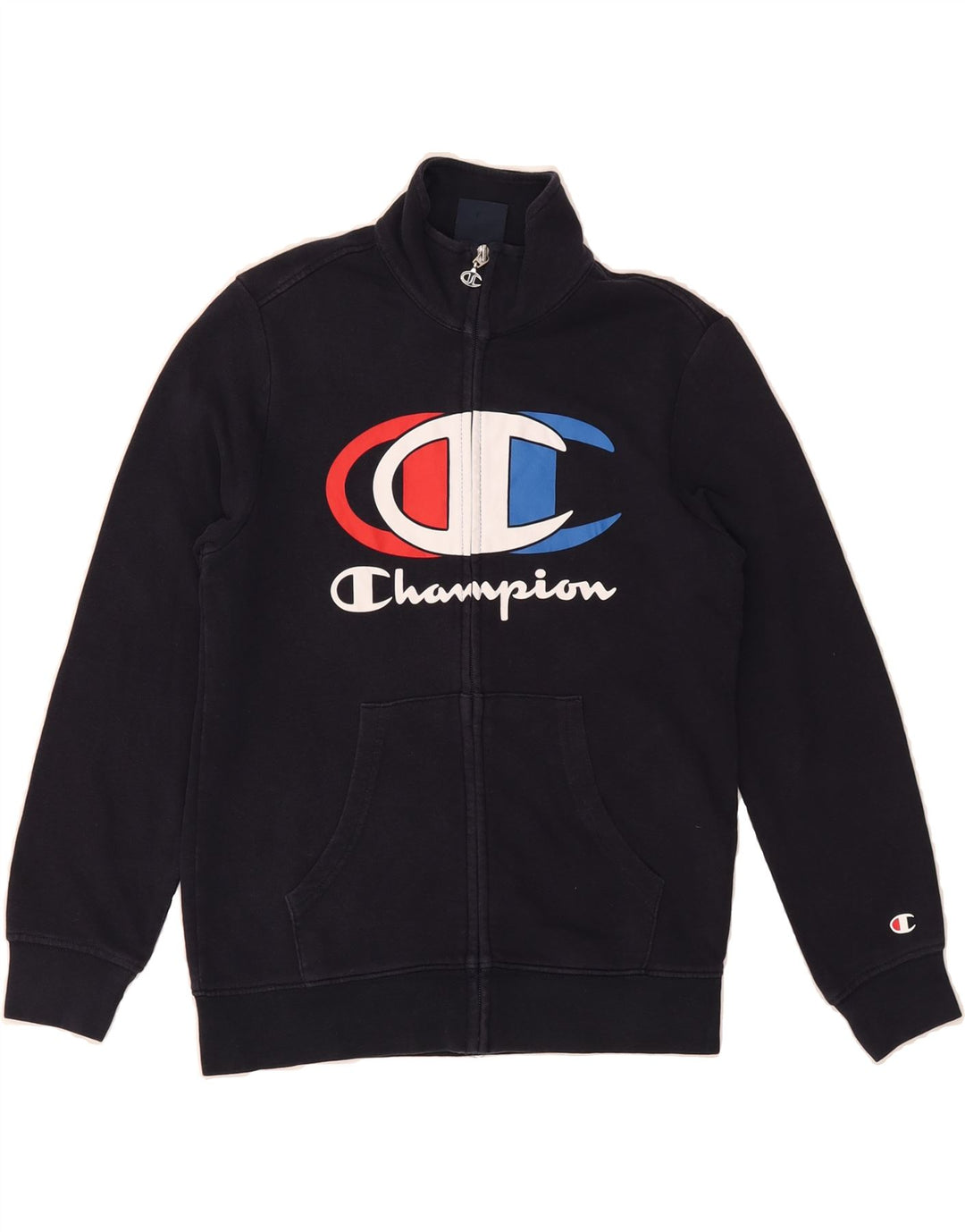CHAMPION Boys Graphic Tracksuit Top Jacket 9-10 Years Medium Navy Blue Vintage Champion and Second-Hand Champion from Messina Hembry 
