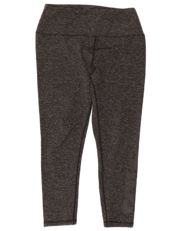 FILA Kvinders Grafiske Capri Leggings UK 10 Small Grey Pinstripe Polyester
