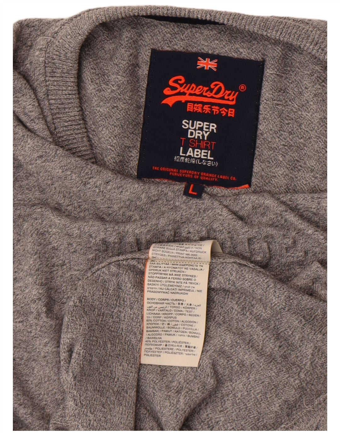 Superdry Herre grafisk top langærmet, stor grå bomuld