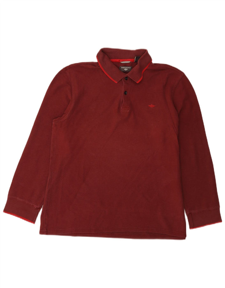 Dockers Langærmet Polo Shirt til mænd Medium Bourgogne bomuld