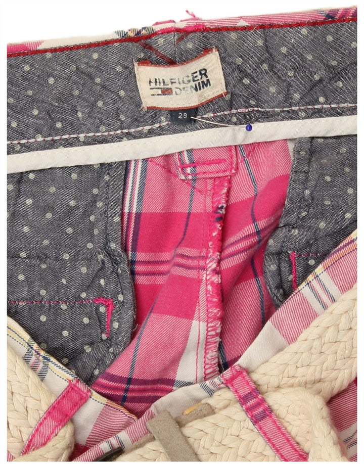 Tommy Hilfiger Chino Shorts til kvinder W29 Medium Pink Plaid Bomuld