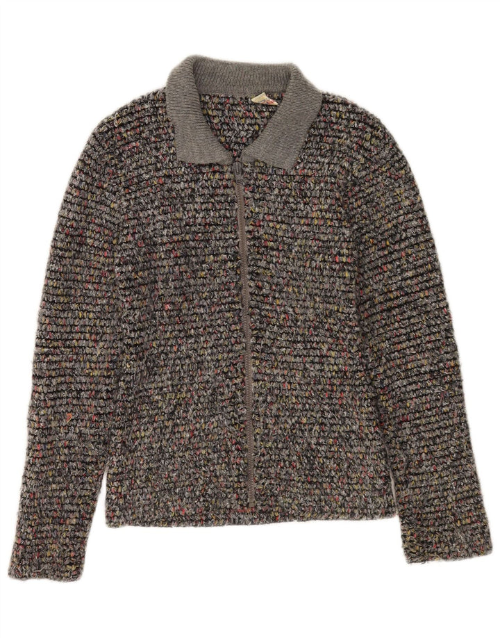 Onyx Dame Cardigan Sweater UK 12 Medium Grey Flecked Wool