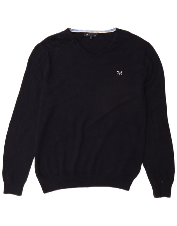 Besætningstøj Herre Regular Fit V-hals sweater Stor marineblå bomuld