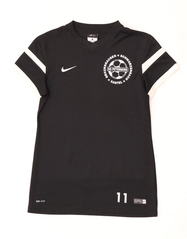 Nike Womens Dri Fit Graphic T-Shirt Top UK 10 Small Black Colourblock