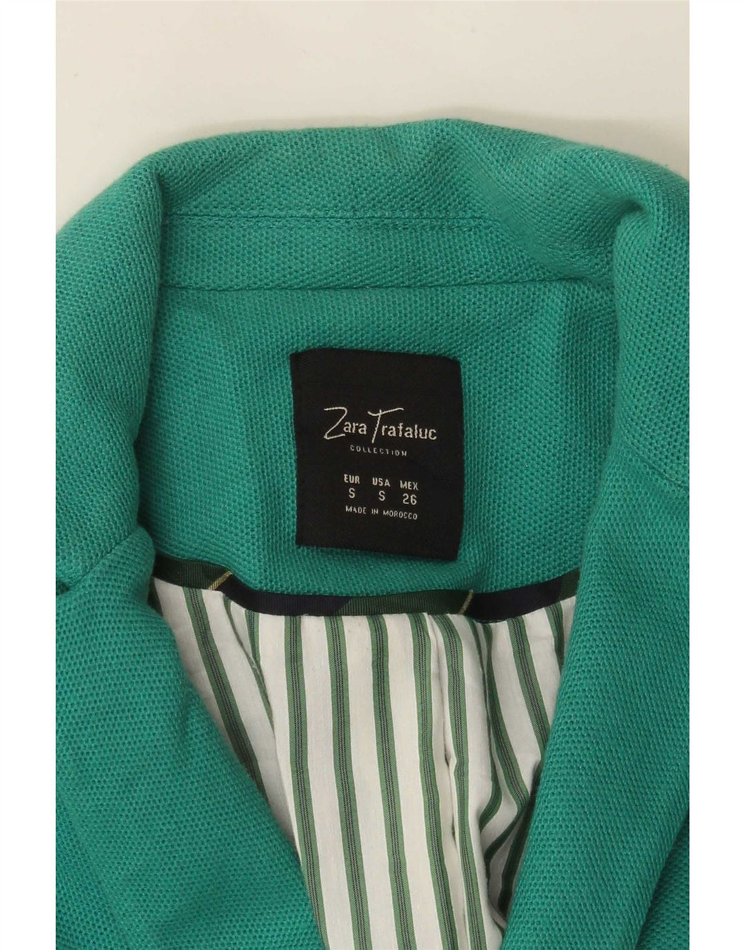 Zara Dame Crop 2 Button Blazer Jacket UK 10 Small Blue