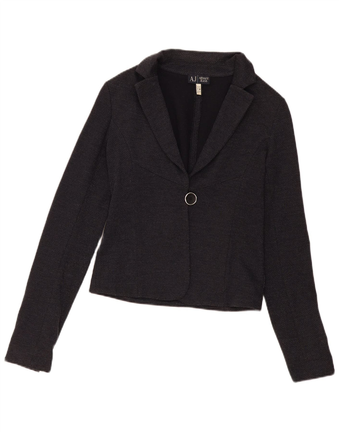 ARMANI JEANS Womens Crop 1 Button Blazer Jacket EU 40 Medium Navy Blue