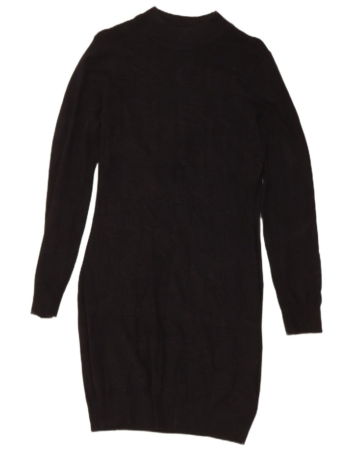 Guess Graphic Jumper Dress til kvinder UK 12 Medium Black Viscose
