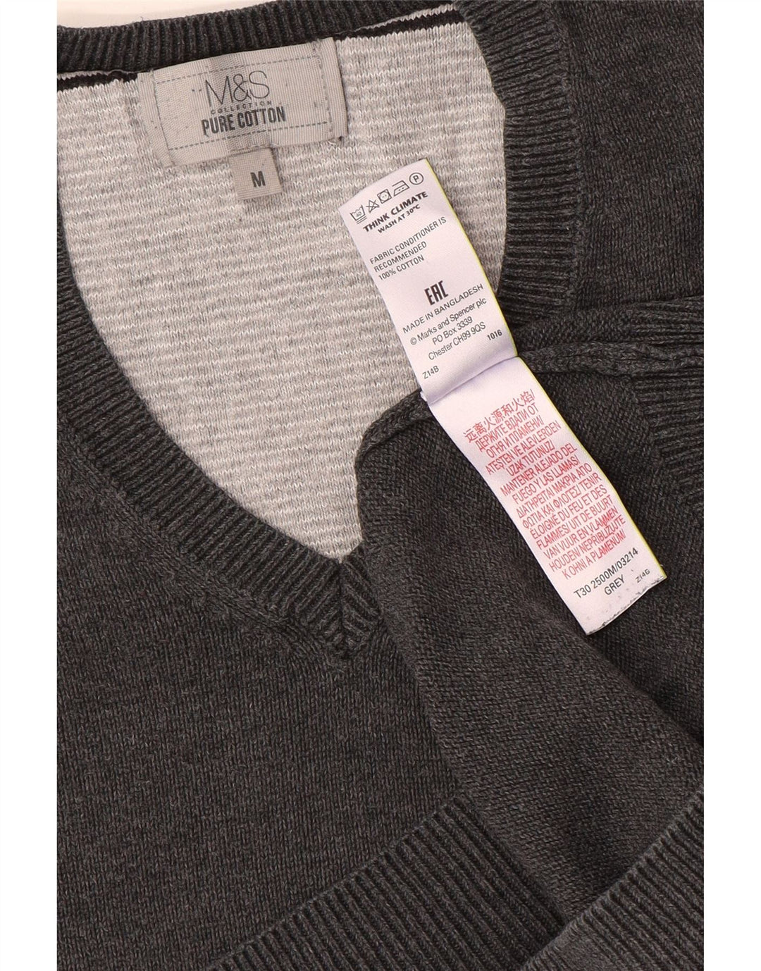 Marks & Spencer Herre V-hals sweater mellemgrå bomuld