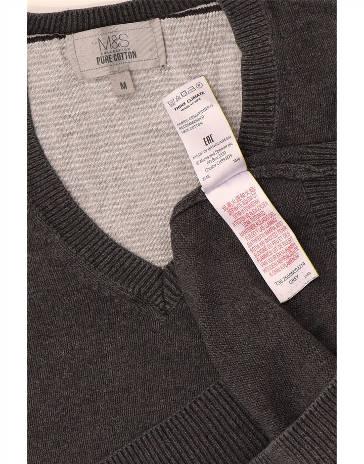 Marks & Spencer Herre V-hals sweater mellemgrå bomuld