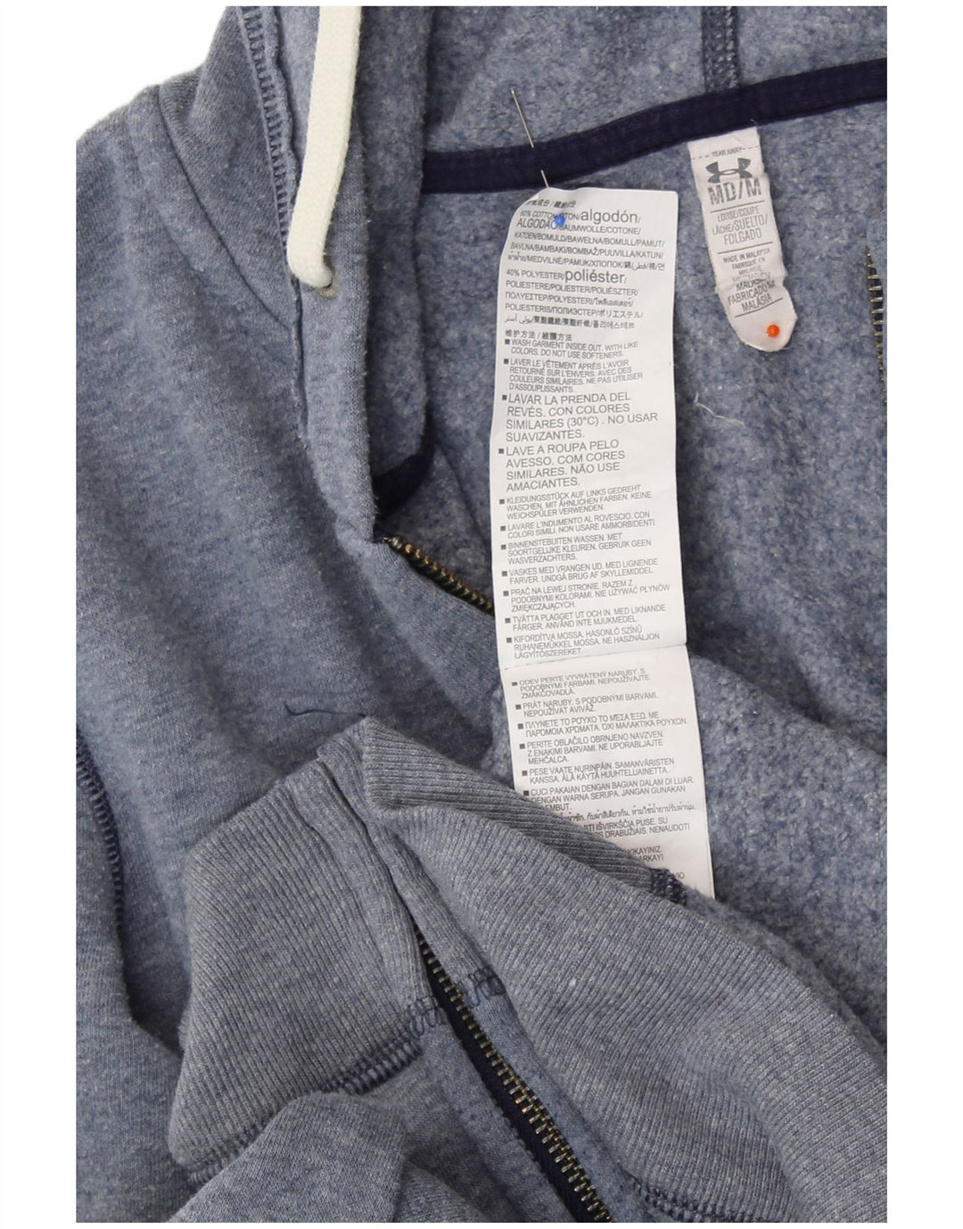 UNDER ARMOUR Herre grafisk hættetrøje med lynlås mellemblå bomuld