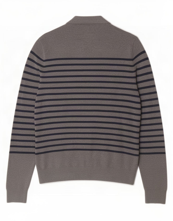 Tommy Hilfiger Herre Cardigan Sweater Medium Grå Stribet Bomuld
