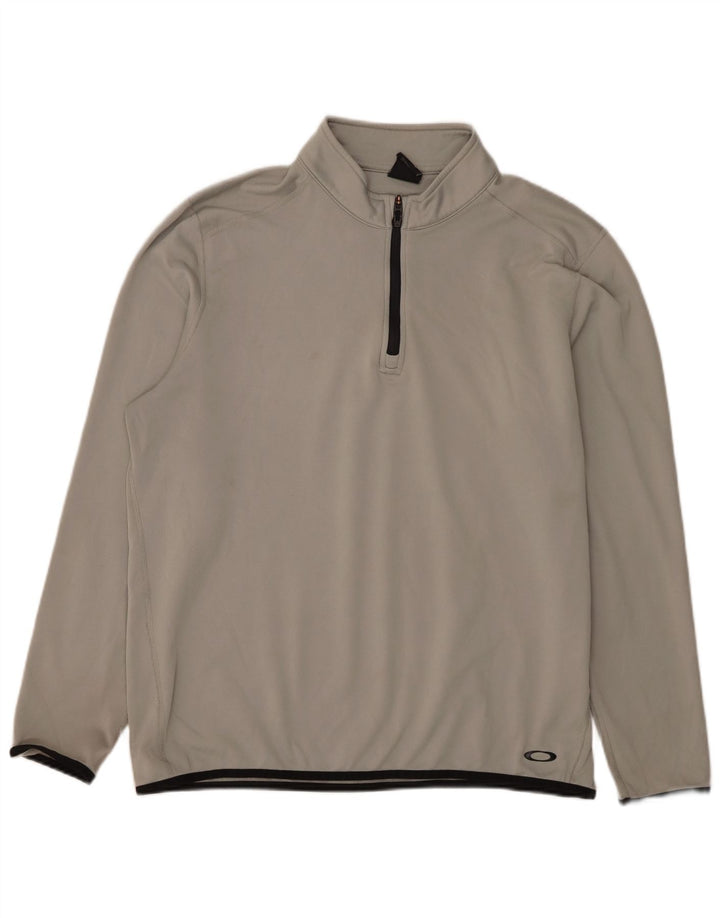 Oakley Herre Regular Fit Zip Neck Pullover Træningsdragt Top XL Grå Polyester