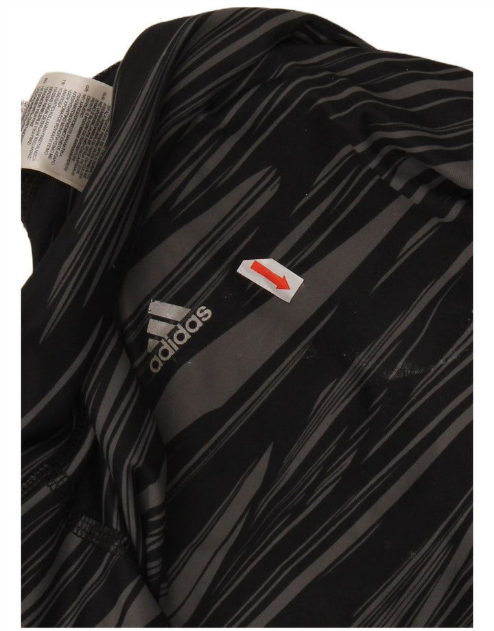 Adidas Dame Climalite Capri Leggings UK 12/14 Medium Sort Stribet