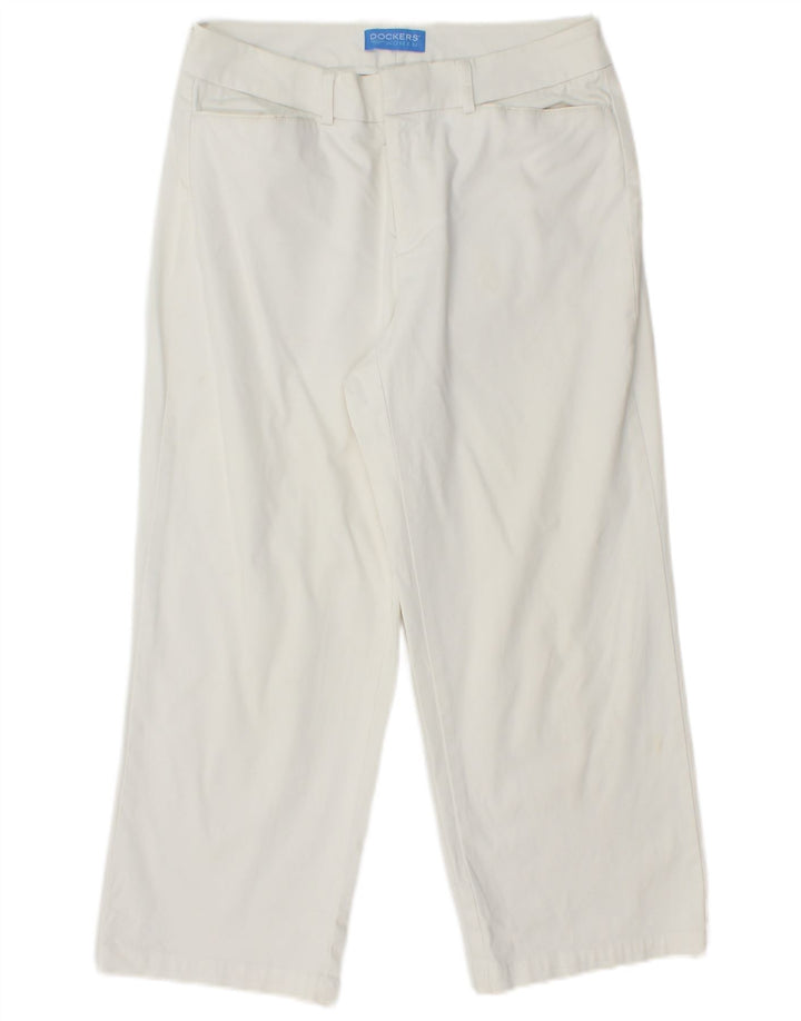 DOCKERS Womens Straight Capri Trousers W28 L22 White Cotton