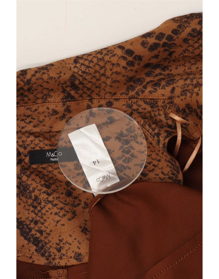 M&Co Petite Open Blazer Jacket UK 14 Large Brown Polyester