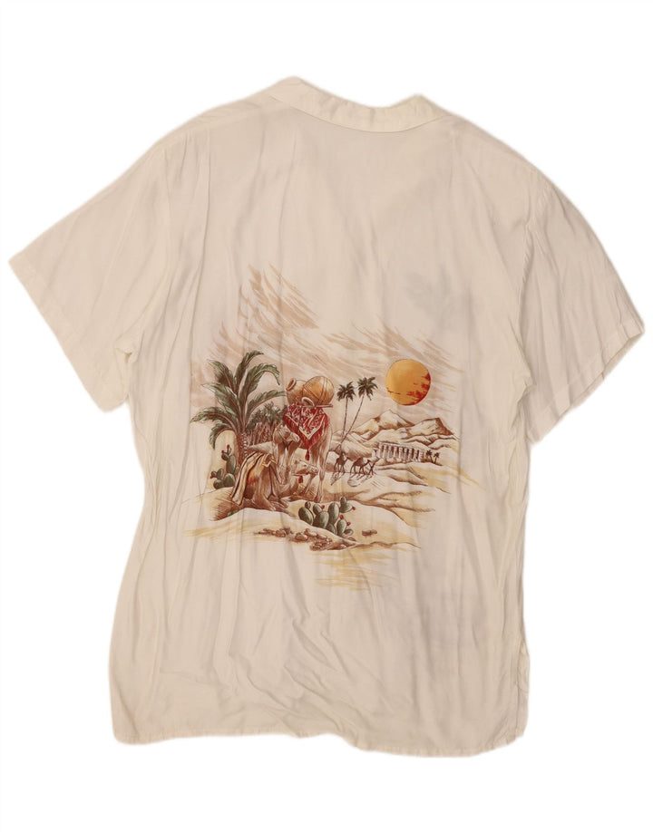 Vintage kvinders ørken abstrakt mønster kortærmet skjorte UK 16 Large White