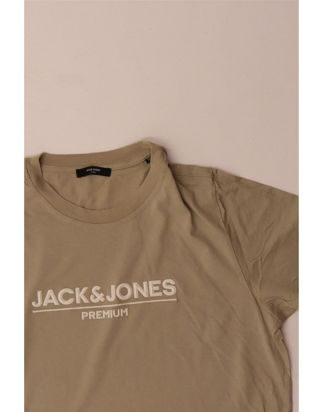 JACK & JONES Herre grafisk T-shirt Top Medium Beige Bomuld