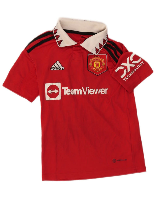 ADIDAS Boys Manchester United grafisk polotrøje 7-8 år rød farveblok