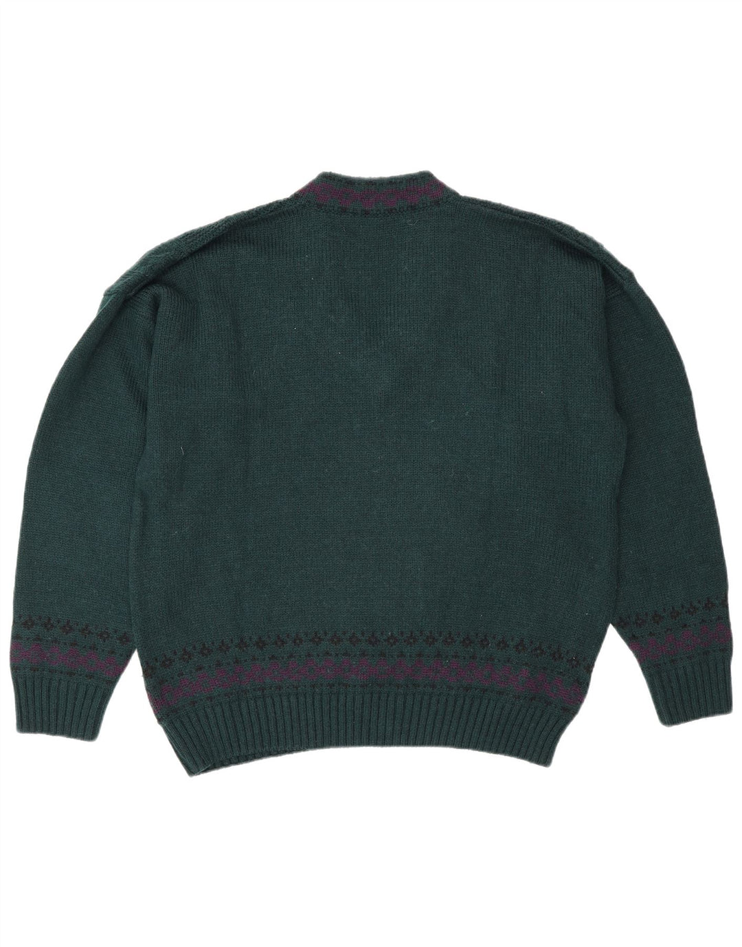 Vintage Herre V-hals sweater IT 50 Medium Grøn Uld