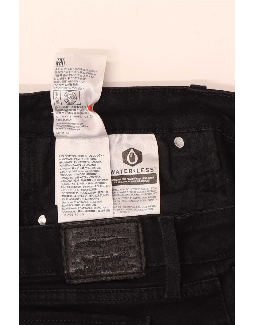 Levi's Slim Jeans til kvinder W32 L26 sort bomuld
