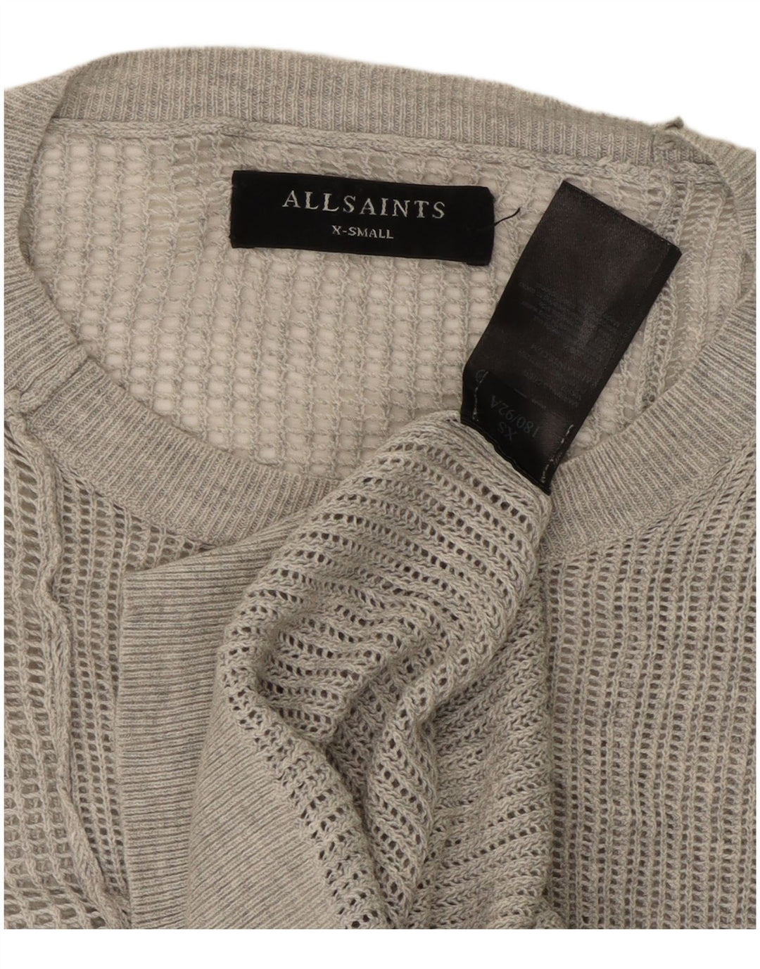 ALL SAINTS Herre Se Through Crew Neck sweater XS Grå Bomuld