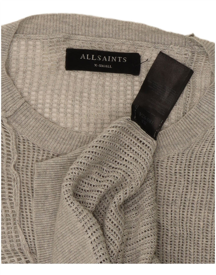 ALL SAINTS Herre Se Through Crew Neck sweater XS Grå Bomuld
