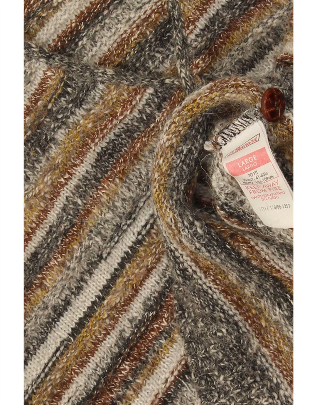 St. Bernard Herre ærmeløs cardigan sweater Stor flerfarvet stribet